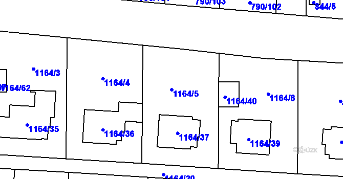Parcela st. 1164/5 v KÚ Radvanice, Katastrální mapa