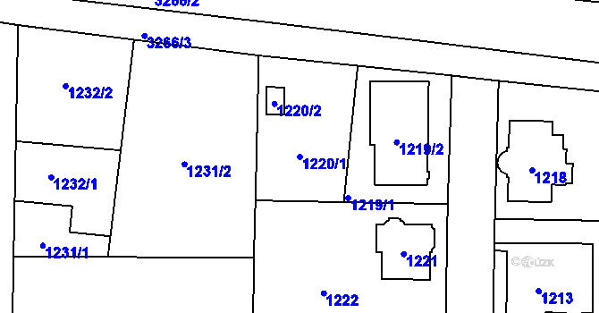 Parcela st. 1220/1 v KÚ Radvanice, Katastrální mapa