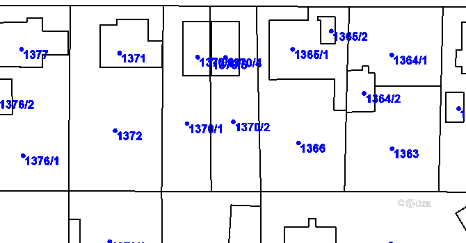 Parcela st. 1370/2 v KÚ Radvanice, Katastrální mapa