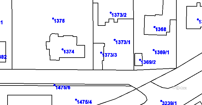 Parcela st. 1373/3 v KÚ Radvanice, Katastrální mapa