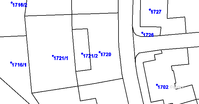 Parcela st. 1720 v KÚ Radvanice, Katastrální mapa