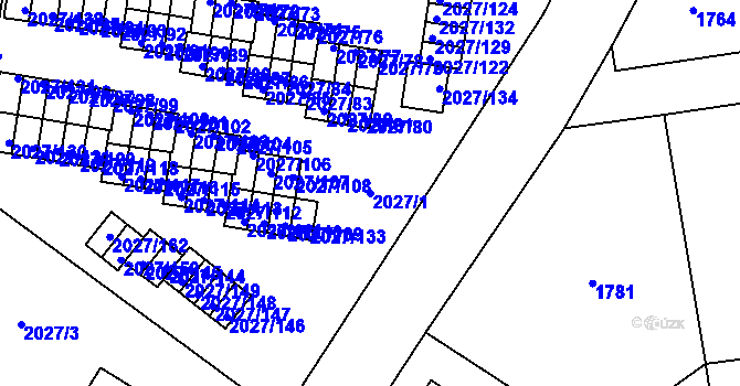 Parcela st. 2027/1 v KÚ Radvanice, Katastrální mapa