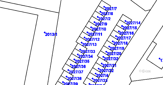 Parcela st. 2027/13 v KÚ Radvanice, Katastrální mapa
