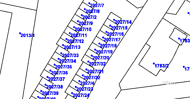 Parcela st. 2027/19 v KÚ Radvanice, Katastrální mapa