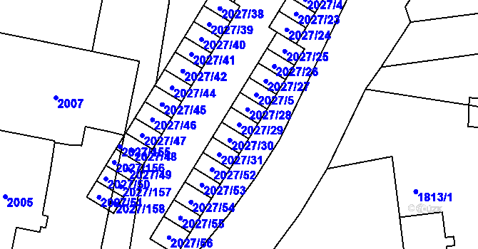 Parcela st. 2027/29 v KÚ Radvanice, Katastrální mapa