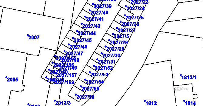 Parcela st. 2027/30 v KÚ Radvanice, Katastrální mapa