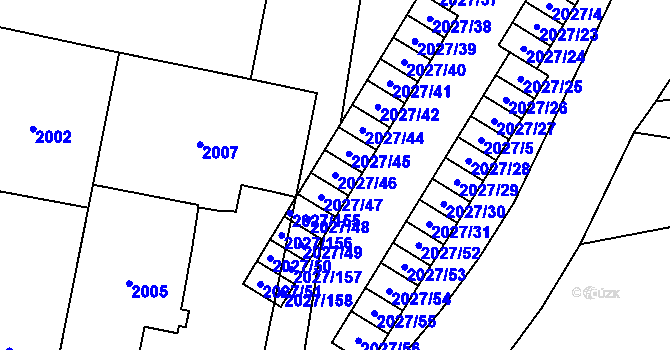 Parcela st. 2027/46 v KÚ Radvanice, Katastrální mapa