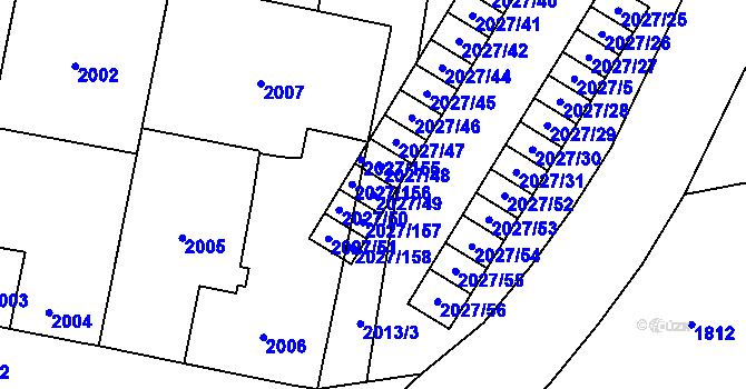 Parcela st. 2027/49 v KÚ Radvanice, Katastrální mapa