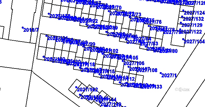 Parcela st. 2027/103 v KÚ Radvanice, Katastrální mapa