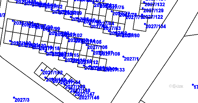 Parcela st. 2027/108 v KÚ Radvanice, Katastrální mapa