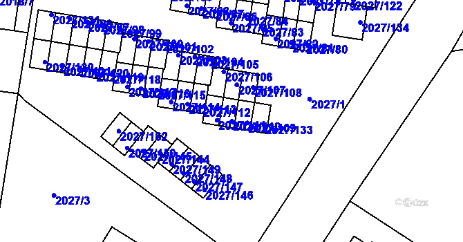 Parcela st. 2027/110 v KÚ Radvanice, Katastrální mapa