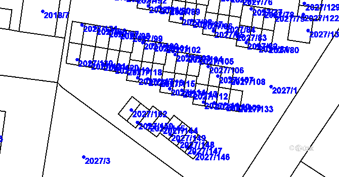 Parcela st. 2027/114 v KÚ Radvanice, Katastrální mapa