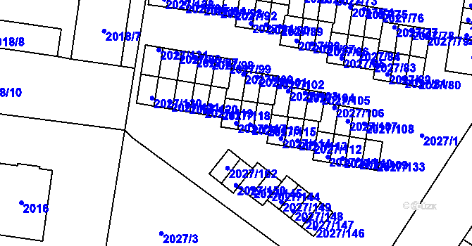 Parcela st. 2027/117 v KÚ Radvanice, Katastrální mapa
