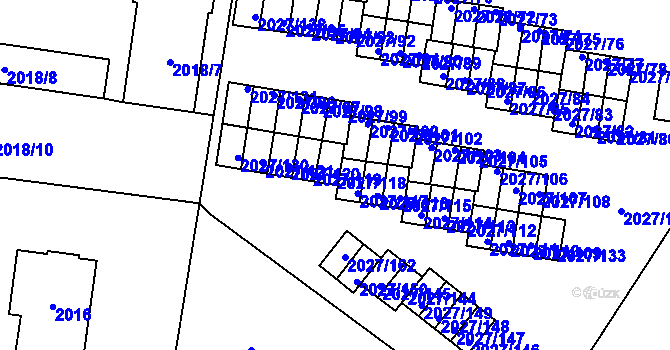 Parcela st. 2027/118 v KÚ Radvanice, Katastrální mapa