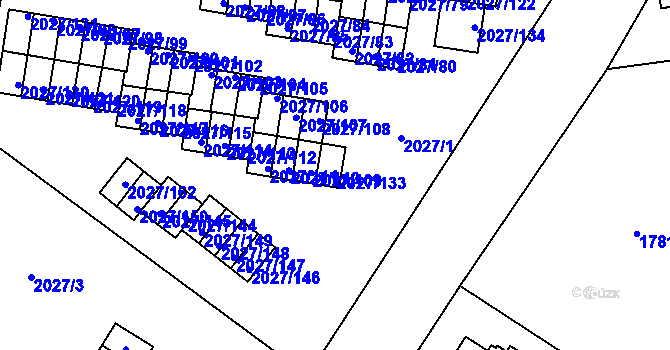 Parcela st. 2027/133 v KÚ Radvanice, Katastrální mapa