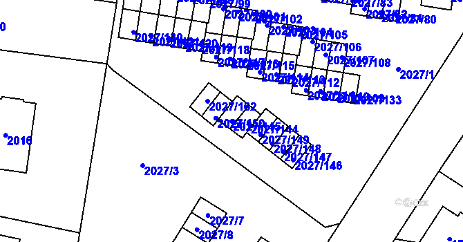 Parcela st. 2027/145 v KÚ Radvanice, Katastrální mapa