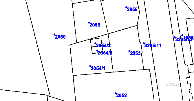 Parcela st. 2054/3 v KÚ Radvanice, Katastrální mapa