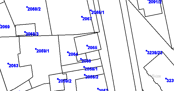 Parcela st. 2065 v KÚ Radvanice, Katastrální mapa