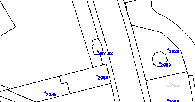 Parcela st. 2075/2 v KÚ Radvanice, Katastrální mapa