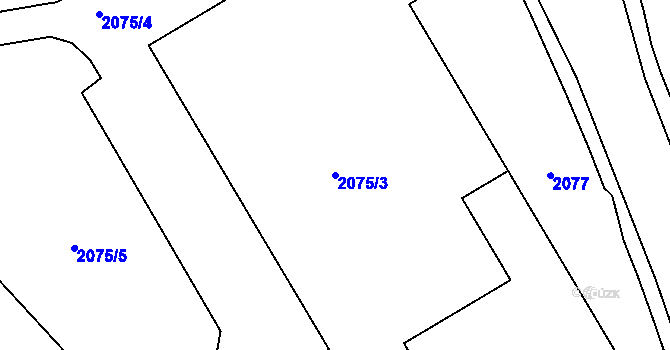 Parcela st. 2075/3 v KÚ Radvanice, Katastrální mapa