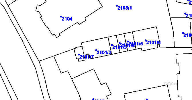 Parcela st. 2101/2 v KÚ Radvanice, Katastrální mapa