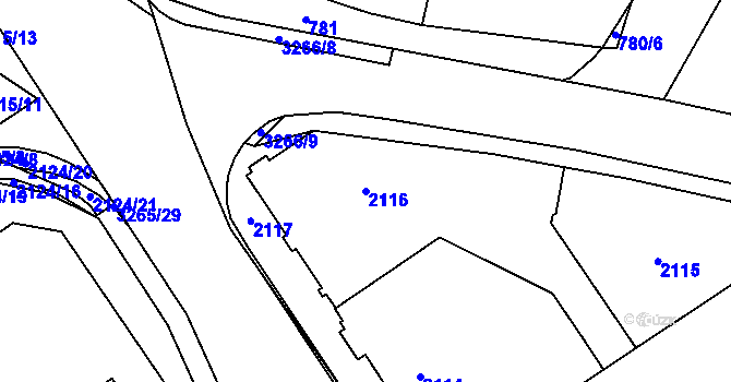 Parcela st. 2116 v KÚ Radvanice, Katastrální mapa