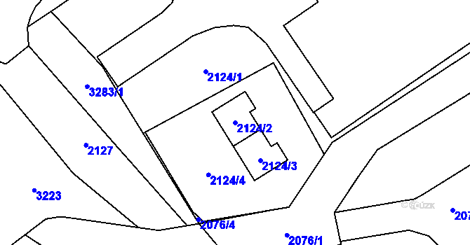 Parcela st. 2124/2 v KÚ Radvanice, Katastrální mapa