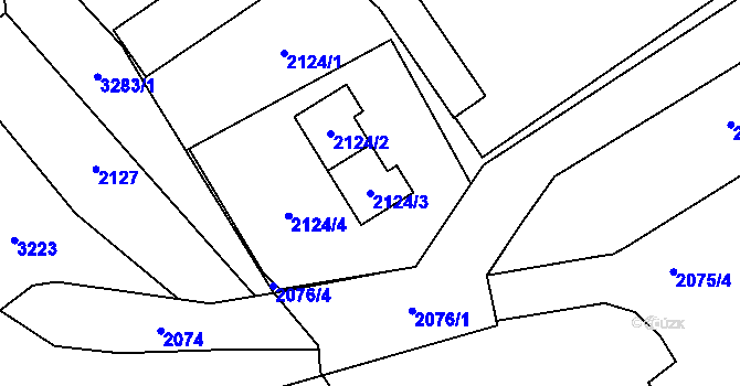 Parcela st. 2124/3 v KÚ Radvanice, Katastrální mapa