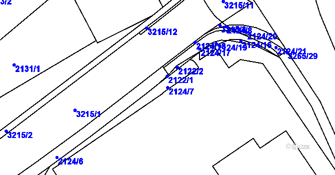 Parcela st. 2124/7 v KÚ Radvanice, Katastrální mapa