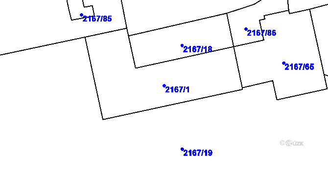 Parcela st. 2167/1 v KÚ Radvanice, Katastrální mapa