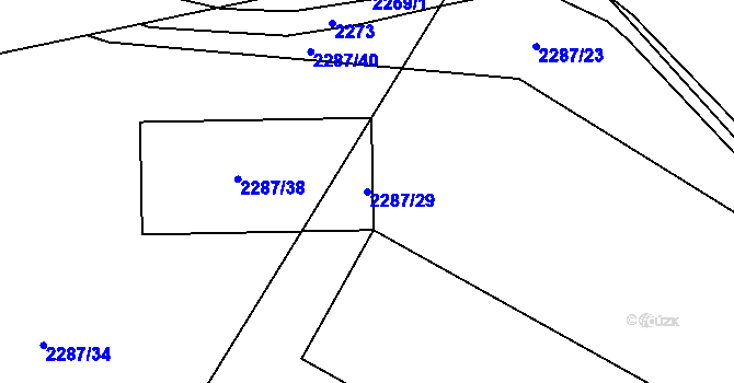 Parcela st. 2287/29 v KÚ Radvanice, Katastrální mapa