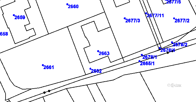 Parcela st. 2663 v KÚ Radvanice, Katastrální mapa