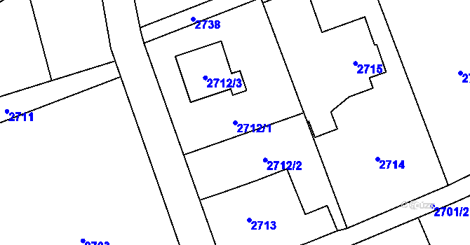 Parcela st. 2712/1 v KÚ Radvanice, Katastrální mapa