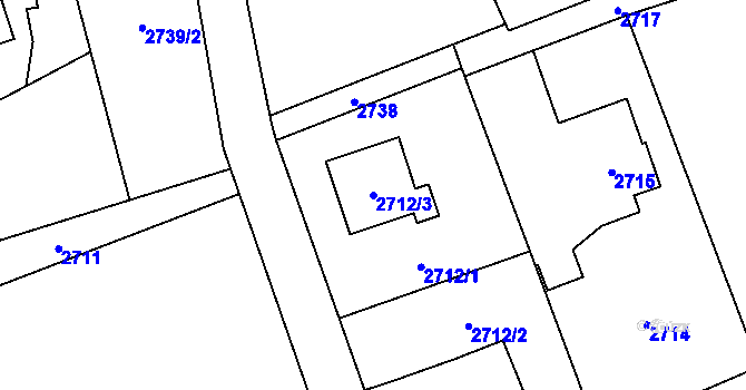 Parcela st. 2712/3 v KÚ Radvanice, Katastrální mapa