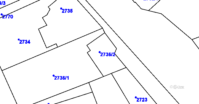 Parcela st. 2736/2 v KÚ Radvanice, Katastrální mapa
