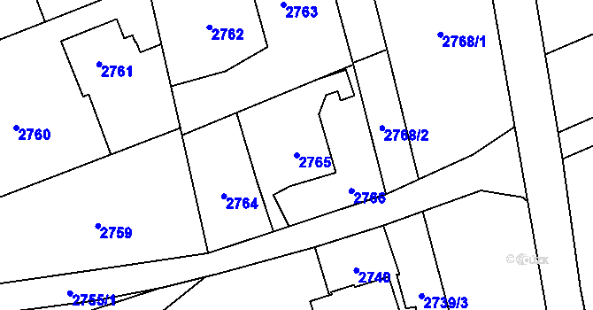 Parcela st. 2765 v KÚ Radvanice, Katastrální mapa