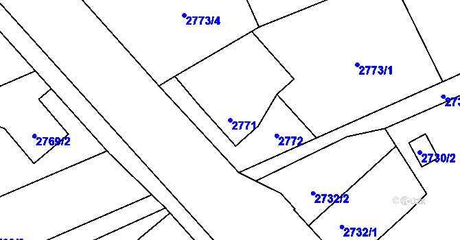 Parcela st. 2771 v KÚ Radvanice, Katastrální mapa
