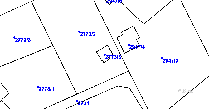 Parcela st. 2773/5 v KÚ Radvanice, Katastrální mapa