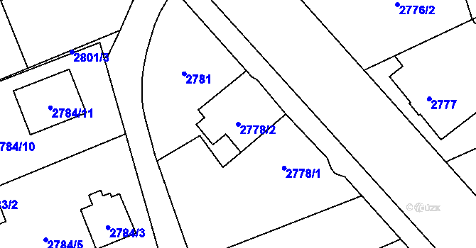 Parcela st. 2778/2 v KÚ Radvanice, Katastrální mapa