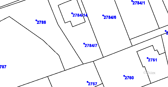 Parcela st. 2784/7 v KÚ Radvanice, Katastrální mapa