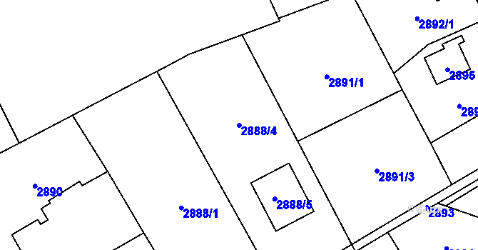 Parcela st. 2888/4 v KÚ Radvanice, Katastrální mapa