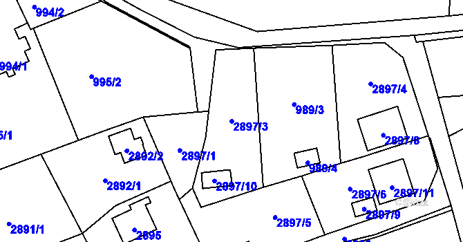 Parcela st. 2897/3 v KÚ Radvanice, Katastrální mapa