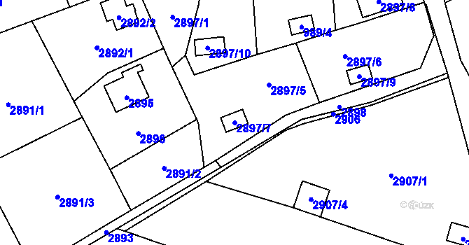Parcela st. 2897/7 v KÚ Radvanice, Katastrální mapa