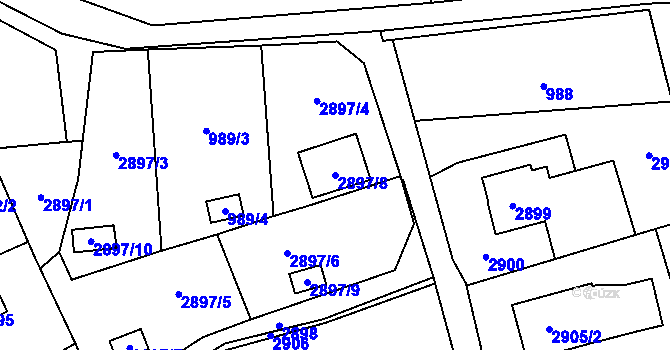 Parcela st. 2897/8 v KÚ Radvanice, Katastrální mapa