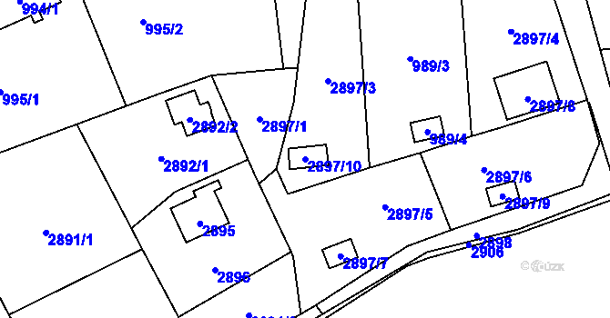 Parcela st. 2897/10 v KÚ Radvanice, Katastrální mapa
