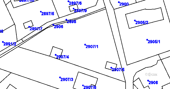 Parcela st. 2907/1 v KÚ Radvanice, Katastrální mapa