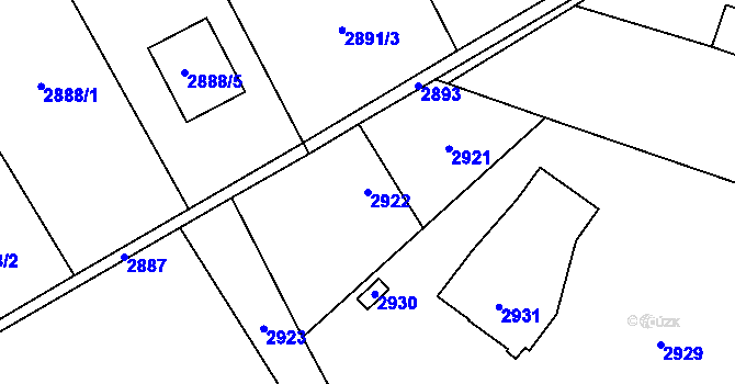 Parcela st. 2922 v KÚ Radvanice, Katastrální mapa