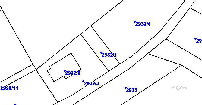 Parcela st. 2932/1 v KÚ Radvanice, Katastrální mapa