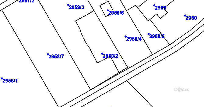 Parcela st. 2958/2 v KÚ Radvanice, Katastrální mapa