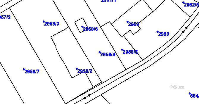 Parcela st. 2958/4 v KÚ Radvanice, Katastrální mapa